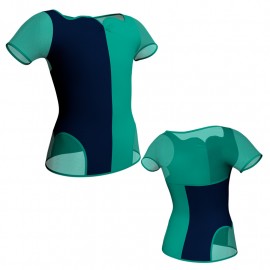 T-shirt & Top bicolore manica corta con inserto in pizzo o rete MLL111