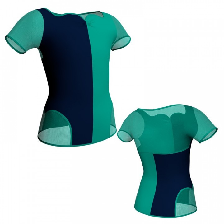 MLL: Lycra Sinistra & Pizzo/Rete - T-shirt & Top bicolore manica corta con inserto in pizzo o rete MLL111