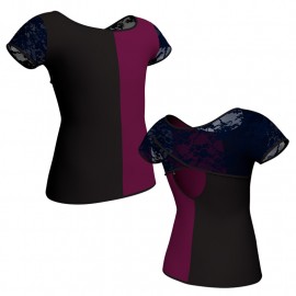 MLL: Lycra Sinistra & Pizzo/Rete - T-shirt & Top bicolore manica corta con inserto in pizzo o rete MLL208