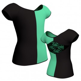 MLL: Lycra Sinistra & Pizzo/Rete - T-shirt & Top bicolore maniche aletta con inserto in pizzo o rete MLL240