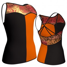 MLF: Lycra Sinistra & Lurex - T-shirt & Top bicolore bretelle con inserto in lurex MLF234