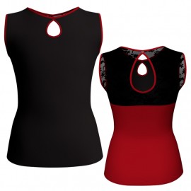 MLG: Lycra Davanti & Pizzo/Rete - T-shirt & Top bicolore senza maniche con inserto in pizzo o rete MLG104