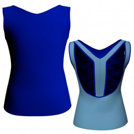MLG: Lycra Davanti & Pizzo/Rete - T-shirt & Top bicolore senza maniche con inserto in pizzo o rete MLG206