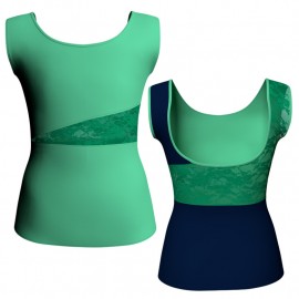 MLG: Lycra Davanti & Pizzo/Rete - T-shirt & Top bicolore senza maniche con inserto in pizzo o rete MLG236