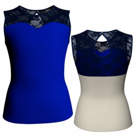 MLG: Lycra Davanti & Pizzo/Rete - T-shirt & Top bicolore senza maniche con inserto in pizzo o rete MLG238