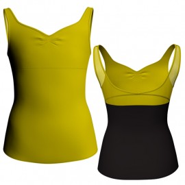 T-shirt & Top bicolore senza maniche con inserto in pizzo o rete MLG239