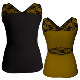 MLH: Lycra Davanti & Belen Pro - T-shirt & Top bicolore senza maniche con inserto in belen pro MLH101