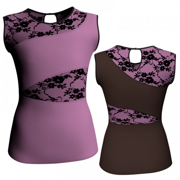 MLH: Lycra Davanti & Belen Pro - T-shirt & Top bicolore senza maniche con inserto in belen pro MLH108SST