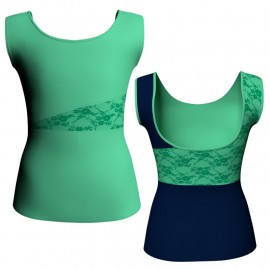 MLH: Lycra Davanti & Belen Pro - T-shirt & Top bicolore senza maniche con inserto in belen pro MLH236