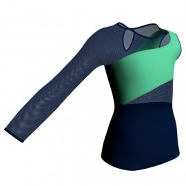 MLN: Lycra Sopra & Pizzo/Rete - T-shirt & Top bicolore Monospalla con inserto trasparente MLN108SS