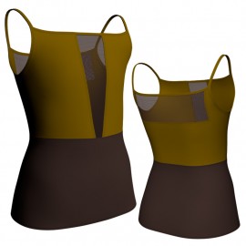 MLN: Lycra Sopra & Pizzo/Rete - T-shirt & Top bicolore bretelle con inserto trasparente MLN117