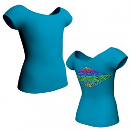 T-shirt & Top maniche aletta con inserto in lycra stampata MDA240