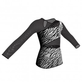 MSB: Lycra Pois & Rete - T-shirt & Top in lycra stampata maniche lunghe con inserto in rete trasparente MSB108