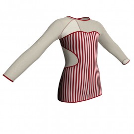 MSB: Lycra Pois & Rete - T-shirt & Top in lycra stampata maniche lunghe con inserto in rete trasparente MSB110
