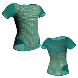 MSB: Lycra Pois & Rete - T-shirt & Top in lycra stampata manica corta con inserto in rete trasparente MSB111