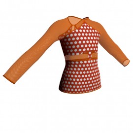 MSB: Lycra Pois & Rete - T-shirt & Top in lycra stampata maniche lunghe con inserto in rete trasparente MSB113