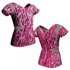 MSB: Lycra Pois & Rete - T-shirt & Top in lycra stampata manica corta con inserto in rete trasparente MSB115