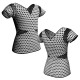 MSB: Lycra Pois & Rete - T-shirt & Top in lycra stampata manica corta con inserto in rete trasparente MSB115