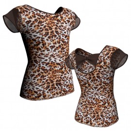 MSB: Lycra Pois & Rete - T-shirt & Top in lycra stampata maniche aletta con inserto in rete trasparente MSB210T