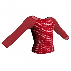 MSB: Lycra Pois & Rete - T-shirt & Top in lycra stampata maniche lunghe con inserto in rete trasparente MSB205