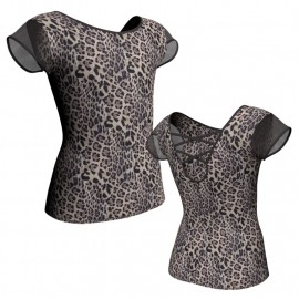 MSB: Lycra Pois & Rete - T-shirt & Top in lycra stampata maniche aletta con inserto in rete trasparente MSB216T