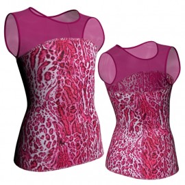 MSB: Lycra Pois & Rete - T-shirt & Top in lycra stampata senza maniche con inserto in rete trasparente MSB219