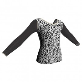 MSB: Lycra Pois & Rete - T-shirt & Top in lycra stampata maniche lunghe con inserto in rete trasparente MSB228