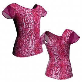 MSB: Lycra Pois & Rete - T-shirt & Top in lycra stampata maniche aletta con inserto in rete trasparente MSB231