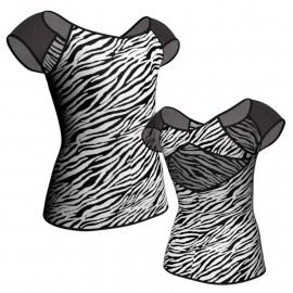 MSB: Lycra Pois & Rete - T-shirt & Top in lycra stampata maniche aletta con inserto in rete trasparente MSB240T