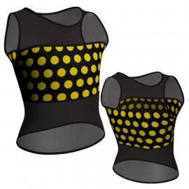 MSB: Lycra Pois & Rete - T-shirt & Top in lycra stampata senza maniche con inserto in rete trasparente MSBM100