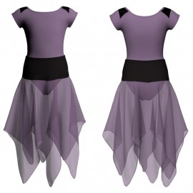 VEJ - Costume balletto bicolore maniche aletta con inserto in rete o pizzo VEJ1004
