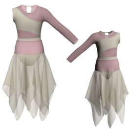 VEJ - Costume balletto bicolore Monospalla con inserto in rete o pizzo VEJ108SS