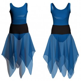 VEJ - Costume balletto bicolore senza maniche con inserto in rete o pizzo VEJ120