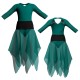 VEJ - Costume balletto bicolore maniche 3/4 con inserto in rete o pizzo VEJ126