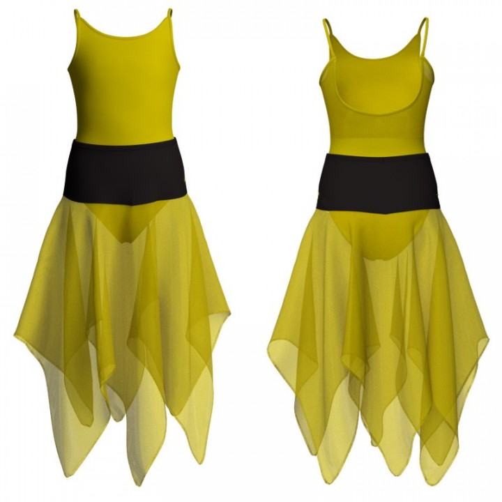 VEJ - Costume balletto bicolore bretelle con inserto in rete o pizzo VEJ215