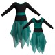 VEJ - Costume balletto bicolore maniche lunghe con inserto in rete o pizzo VEJ228