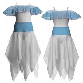 VEJ - Costume balletto bicolore bretelle con inserto in rete o pizzo VEJ2515