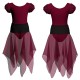 VEJ - Costume balletto bicolore maniche a palloncino in rete o pizzo VEJ3001T