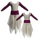 VEJ - Costume balletto bicolore maniche lunghe con inserto in rete o pizzo VEJ3004T
