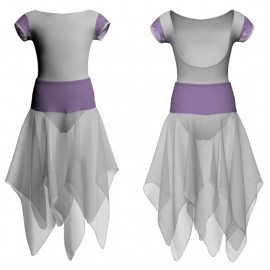 VEJ - Costume balletto bicolore maniche aletta con inserto in rete o pizzo VEJ3005T