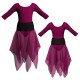VEJ - Costume balletto bicolore maniche 3/4 con inserto in rete o pizzo VEJ406T