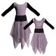 VEJ - Costume balletto bicolore maniche lunghe con inserto in rete o pizzo VEJ411T
