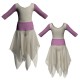 VEJ - Costume balletto bicolore maniche 3/4 con inserto in rete o pizzo VEJ452T