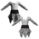 VEK: Fascia Lycra + Gonna Lycra Pois - Vestito danza maniche lunghe con inserto in lycra stampata VEK2532T