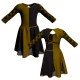 VEF: Lycra + Pannelli in Chiffon - Vestito danza bicolore maniche lunghe con inserto belen pro VEF102