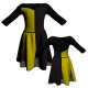 VEF: Lycra + Pannelli in Chiffon - Vestito danza bicolore maniche 3/4 con inserto belen pro VEF105