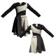 VEF: Lycra + Pannelli in Chiffon - Vestito danza bicolore maniche lunghe con inserto belen pro VEF108