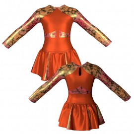 VEG: Lurex + Laminata - Vestito danza in lurex maniche lunghe con inserto VEG113