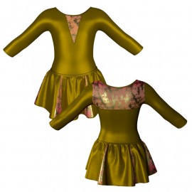VEG: Lurex + Laminata - Vestito danza in lurex maniche 3/4 con inserto VEG116