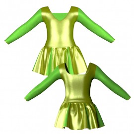 VEG: Lurex + Laminata - Vestito danza in lurex maniche lunghe con inserto VEG2532T